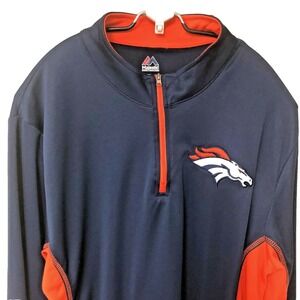 Denver Broncos Mens NFL 1/4 Zip Pullover Shirt Majestic‎ Wicking Football L